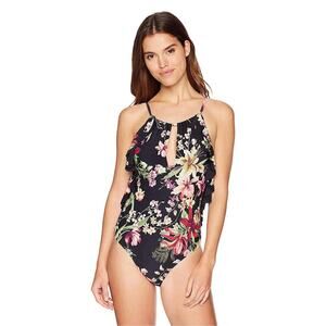 Carmen Marc Valvo High Neck One Piece Swimsuit Multi Size 6